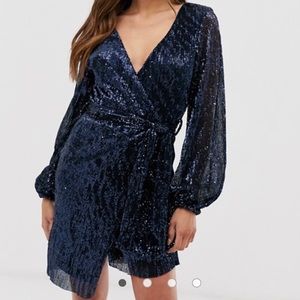 Club London Navy Blue Sequin Dress